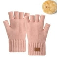 thumbnail image 2 of Women Gloves Winter Thermal Half Finger Knitted Warm Touchscreen Texting Mittens for and Cold Weather Hand, 2 of 4