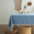 thumbnail image 2 of Enova Home 54" x 78" High Quality Rectangle Cotton and Linen Tablecloth (Blue), 2 of 5