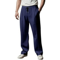 Men's Outdoor Straight Type Pants Textured Solid Color Golf Pants Elastic Waist Relaxed Fit Flat Front Pants