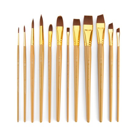 UPC: 0090672060433 | Royal & Langnickel – 12pc Zip N  Close Assorted Short Handle Artist Paint Brush Set – Brown Taklon 1