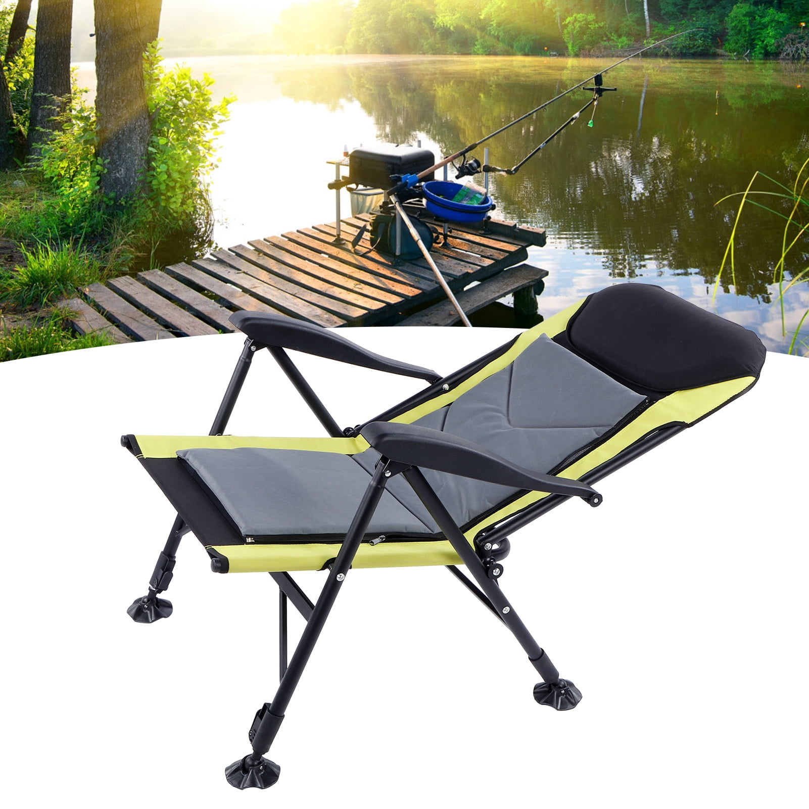 Camping Folding Chair Festival Hiking Finishing Garden Indoor Outdoor Seat 210KG 