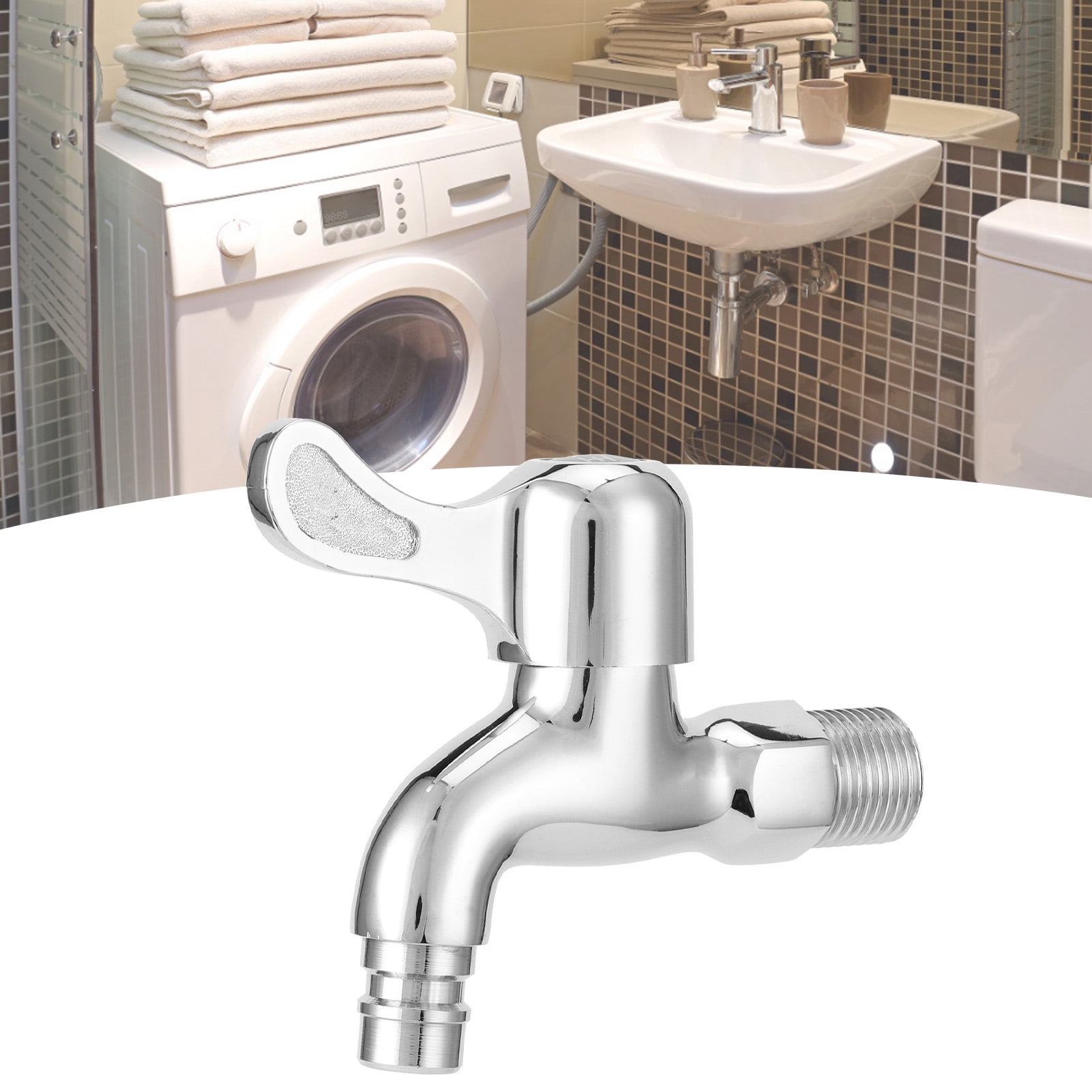 Zerodis Wall Mount Washing Machine Faucet Single Cold Water Tap /2 Inch Male Thread Laundry Bathroom Bibcock Faucet Balcony Tap
