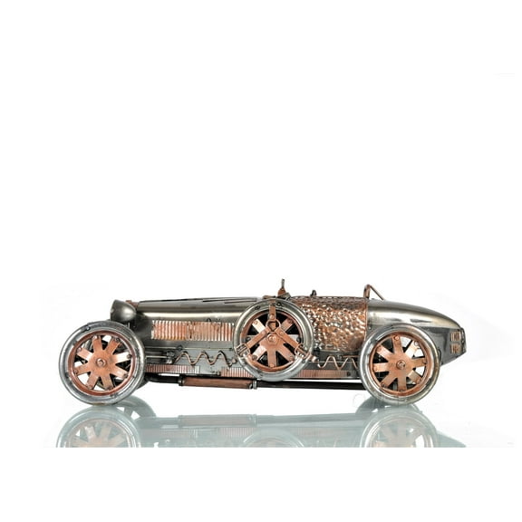 c1924 Bugatti Bronze and Silver Racecar Model Sculpture
