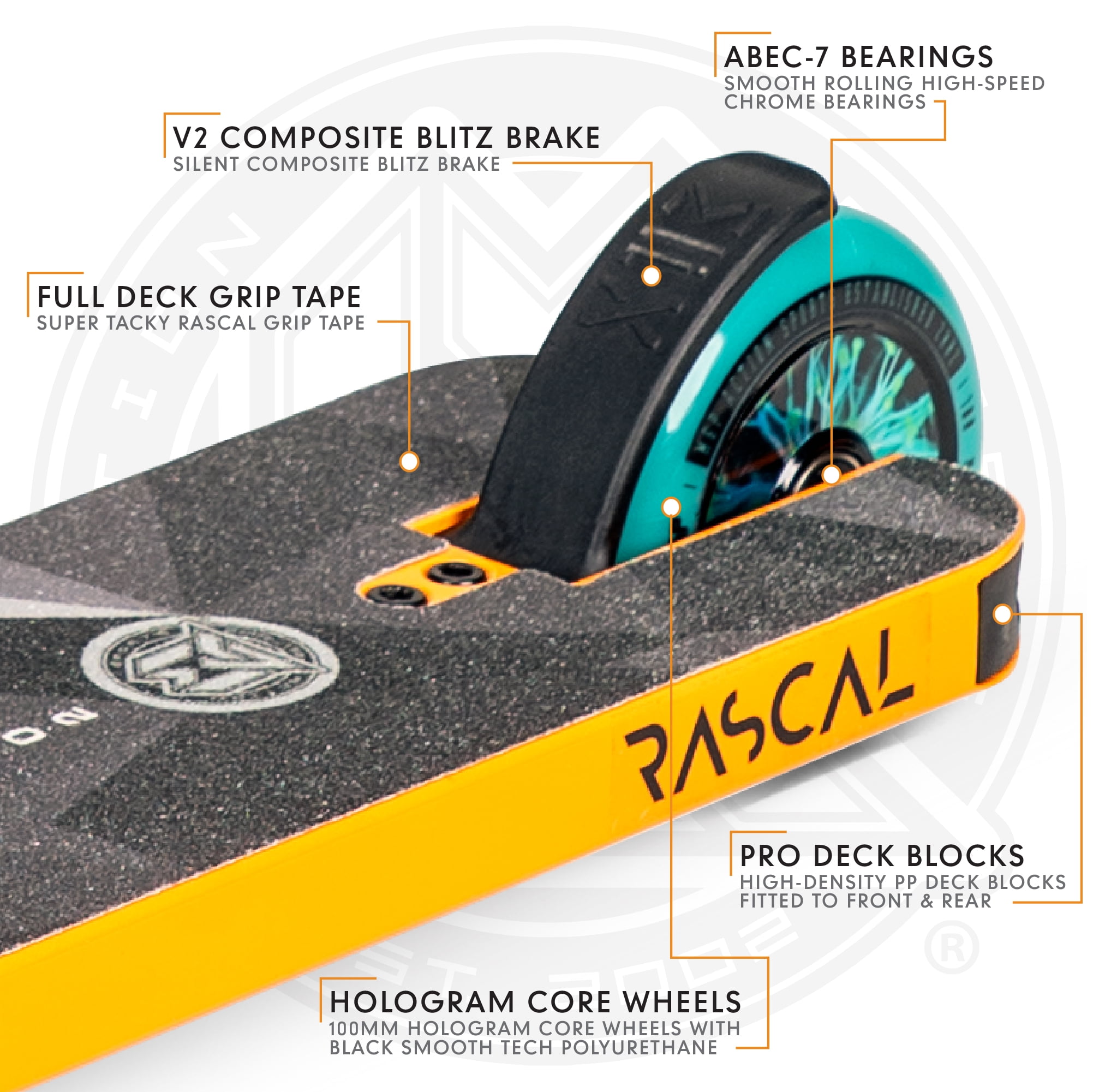 Madd Gear Renegade Rascal 18" x 5" Pro Scooter - Teal/Orange- Unisex
