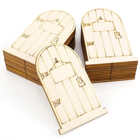 EXHUMKY 25Pcs Mini Door Decoration Unpainted Birch Plywood for Artists Home