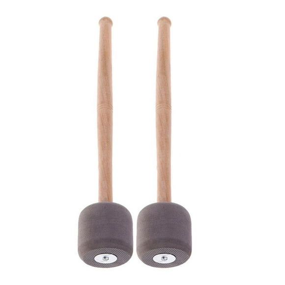 2 mazos de tambor de espuma para bajo, accesorio de banda de instrumentos, profesional, mango de madera para banda de instrumentos de percusión , gris