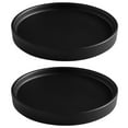 thumbnail image 2 of 2 Pcs Ceramic Plant Pot Saucers, Modern Round Drainage Trays for Indoor Planters, Black Matte Finish Pot Coasters for Home, Office, Windowsill Decor, 6.2 x 0.8 in, 2 of 6