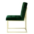 thumbnail image 5 of Karl Hunter Green/Gold Velvet Dining Chairs, Pack of 2 - Button Tufted, Armless, Gold Frame, 5 of 9