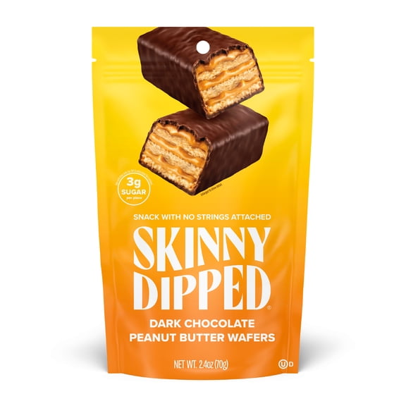 SkinnyDipped Dark Chocolate Peanut Butter Wafers, 2.4 oz