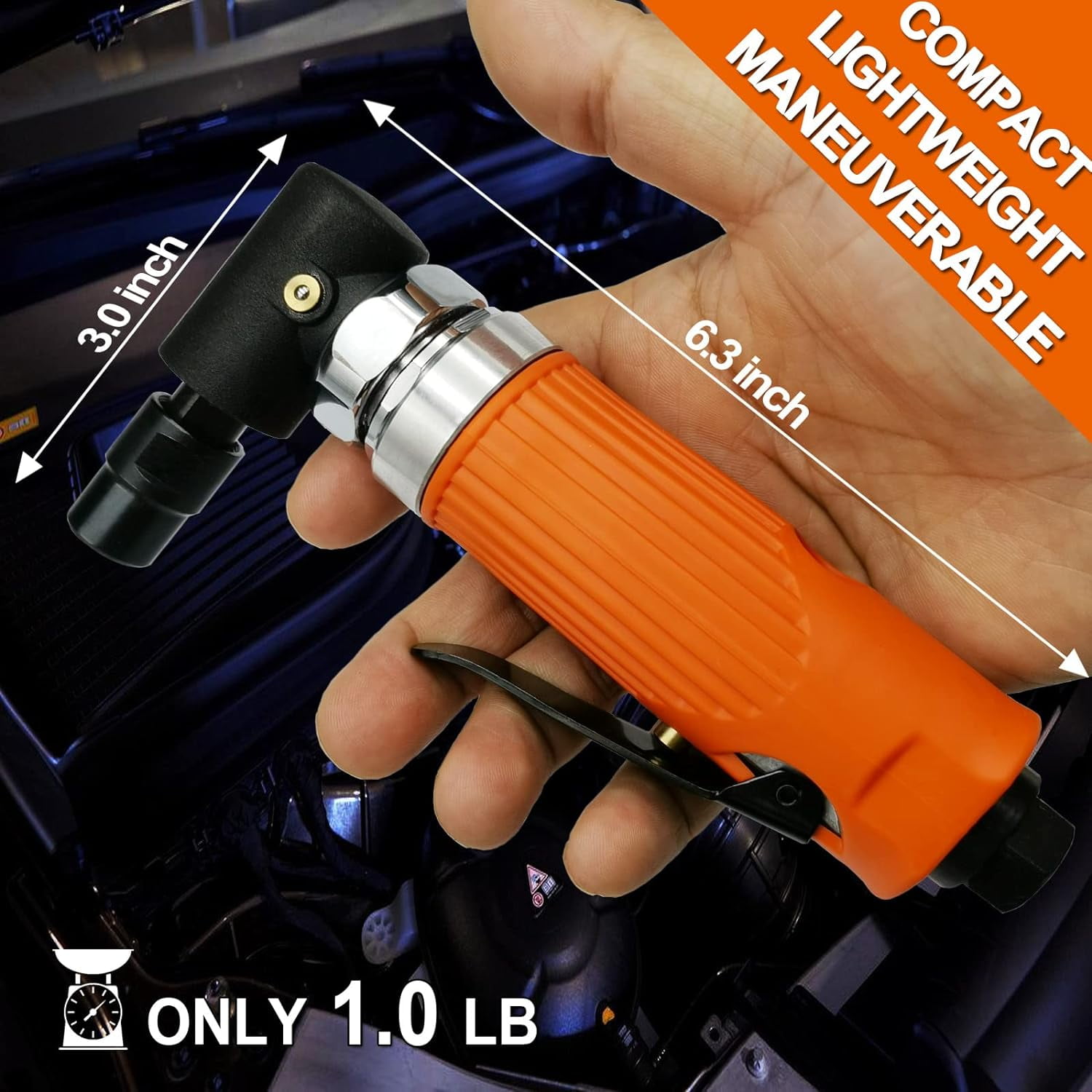 1/4" Mini Air Die Grinder Kit Right Angle 90 Degree Pneumatic Sander 20,000RPM High-power Model with 1/4"(6MM) and 1/8"(3MM) Collets for Grinding, Polishing and More