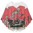 thumbnail image 4 of Tarot Card Death Women's V-Neck Blouse With 3/4 Ruffled Bell Sleeves Casual Top Ladies Blouses, 4 of 7