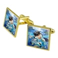 thumbnail image 1 of Niagara Falls New York Canada Selfie Orca Shark Dolphin Square Cufflink Set - Silver or Gold, 1 of 6