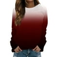 thumbnail image 2 of Outfmvch Sweaters for Women Womens Sweatshirt Womens Casual Striped Pullover Tops Long Sleeve Crewneck Oversized Sweatshirts 2024 Fall Clothes Hoodies for Women Z Wine 2Xl Sale, 2 of 5