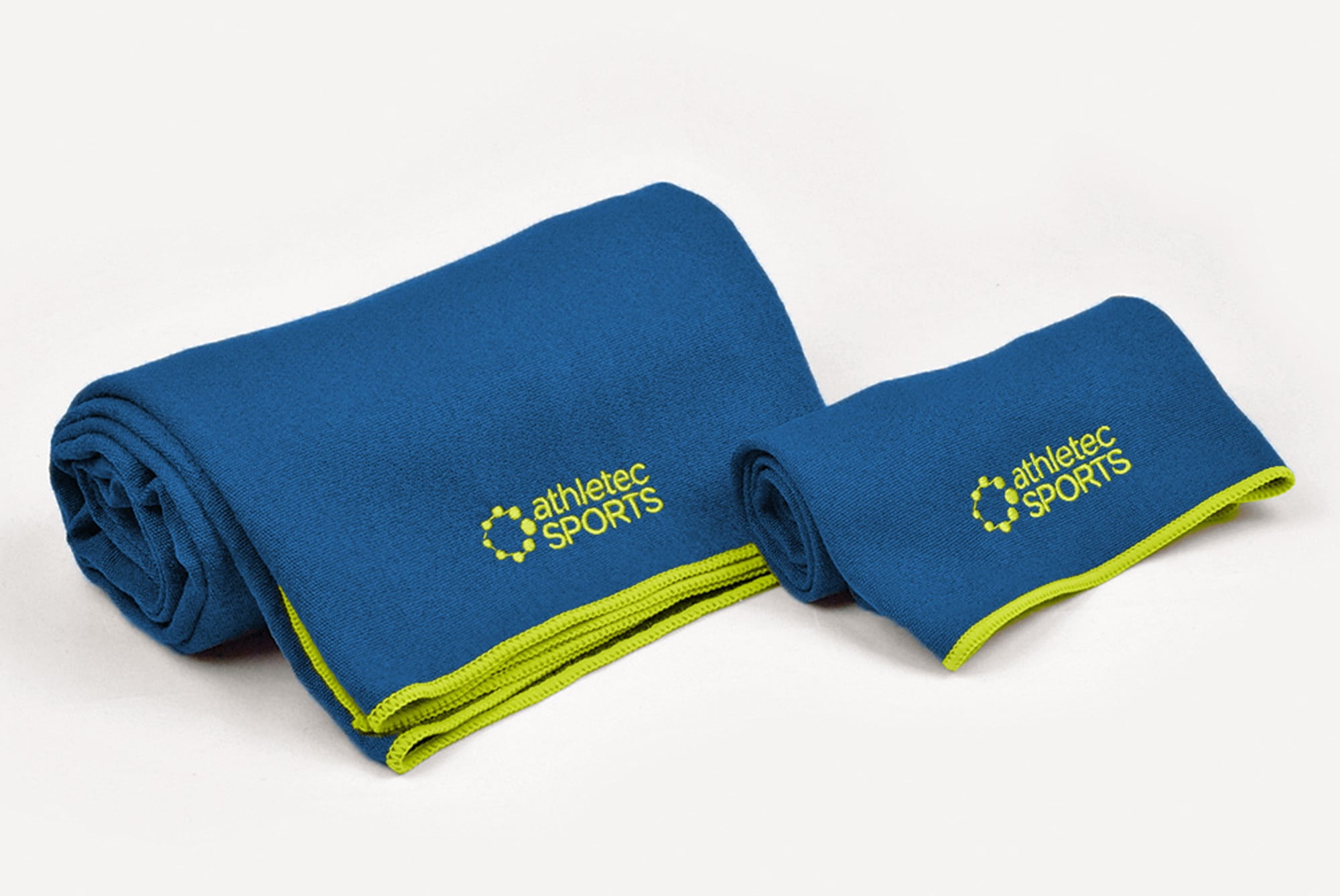 Set of 2 Neon Green and Blue Rectangular Hand Towels 70"