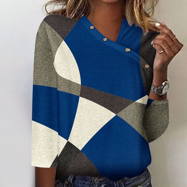 Ichuanyi liquidación de moda femenina camiseta suelta 3/4 mangas de mangas blusa en V cubierta casual ICHUANYI WER202308240879