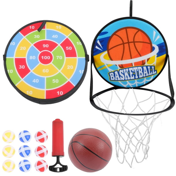 KAKOWELY 1 juego de aro de baloncesto para interiores, tablero de dardos de doble cara.