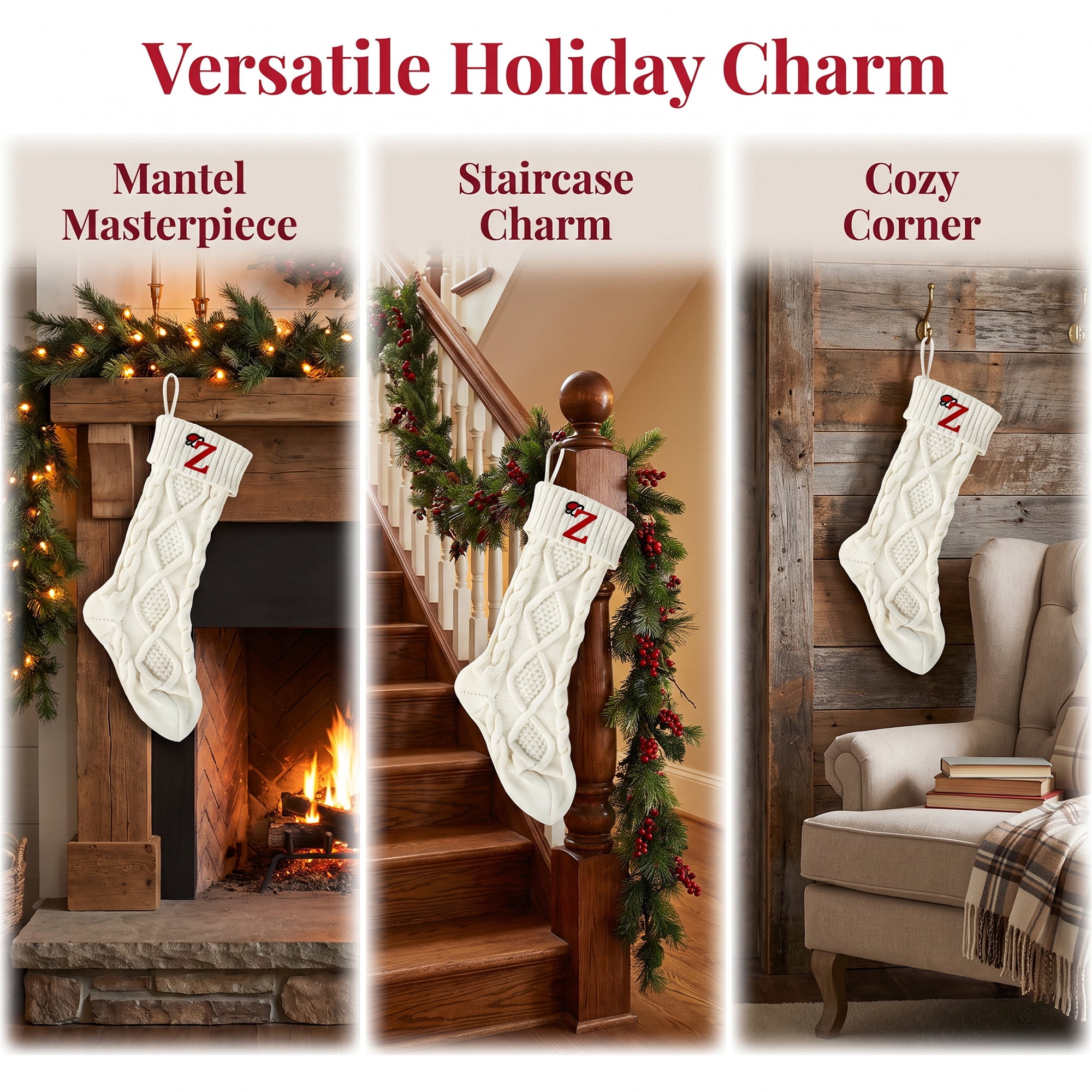 Unique Bargains Canine Bone Christmas Stocking Luxury Puppy Holiday Keepsake Sack Letter Z 17"
