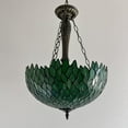 thumbnail image 6 of Tiffany Pendant Lighting Ceiling Light Green Leaves Stained Glass LED Bulbs Included for Dining Room Living Room Bedroom16"W*16"D*60"H, 6 of 8