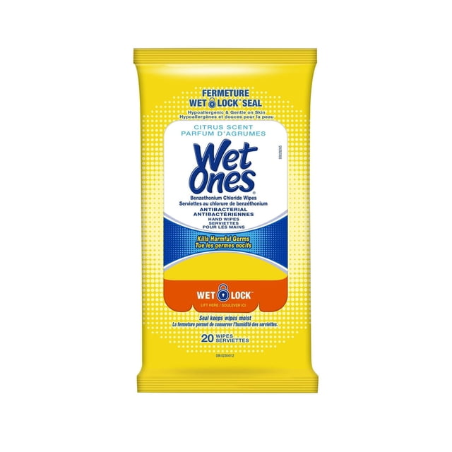 Wet Ones Antibacterial Citrus Scented Hand and Face Wet Wipes