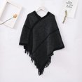 thumbnail image 2 of Municipal Fringed Poncho Sweater Soft Knit Cape Sweater Pullover Shawl Poncho for Women Girls, 2 of 3