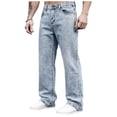 thumbnail image 2 of Xdegoge Denim Jeans for Men Baggy Casual Loose Fit Vintage Streetwear Straight Leg Pants with Pockets Skateboard Comfy Outdoors Summer Trousers, 2 of 8