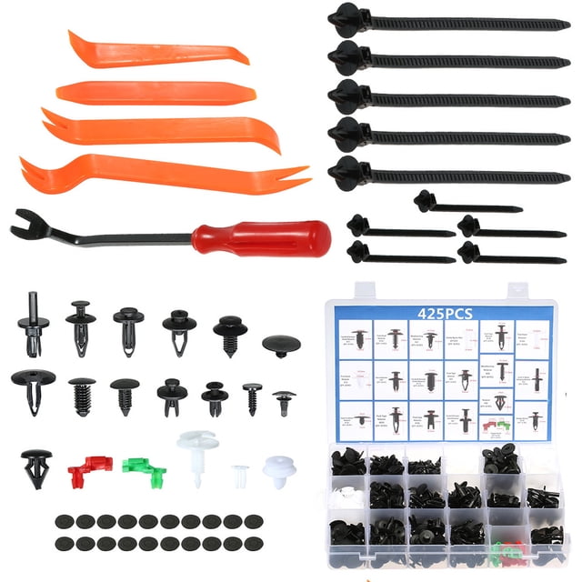 460Pcs Fasteners Kits & Trim Removal Tool Retainer Clips Rivet Nut Car Push Pin Rivet Fasteners Trim Panel Body Moulding Clips Fit for GM Chrysler