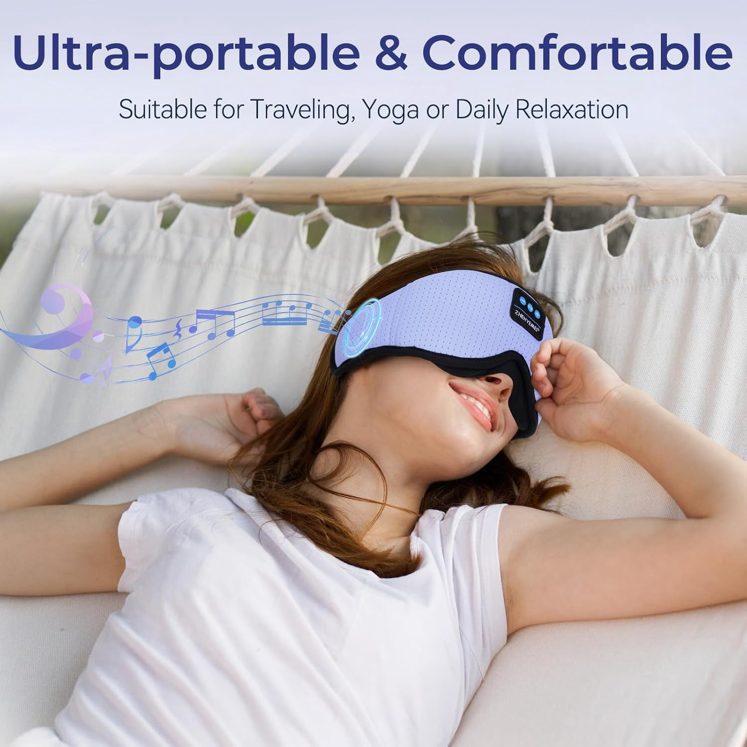 Sleep Mask with Bluetooth Wireless Music, Sleep Headphones with Timer, 3D Blackout Sleep Mask with Adjustable Straps for Side Sleepers, Wireless Music Eye Mask Speakers for Men Women,Purple