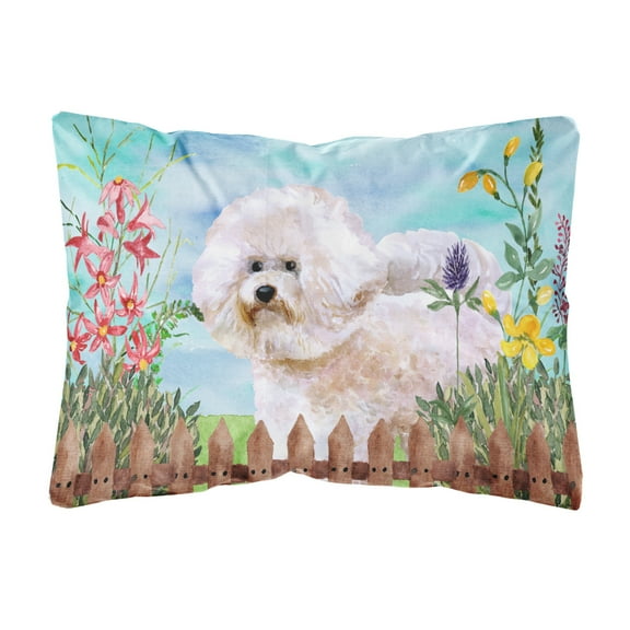 Carolines Treasures CK1267PW1216 Bichon Frise 2 Spring Canvas Fabric Decorative Pillow  12H x16W multicolor