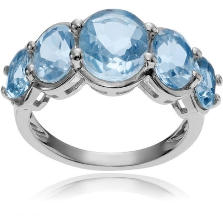 Brinley Co. Women's Blue Topaz Sterling Silver Oval 5-Stone Fashion Ring