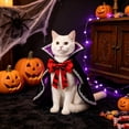 thumbnail image 4 of Pet Halloween Vampire Cape, Bat Bow Cosplay Cloak, Halloween Costume Outfit For Cats Small Dogs, 4 of 5