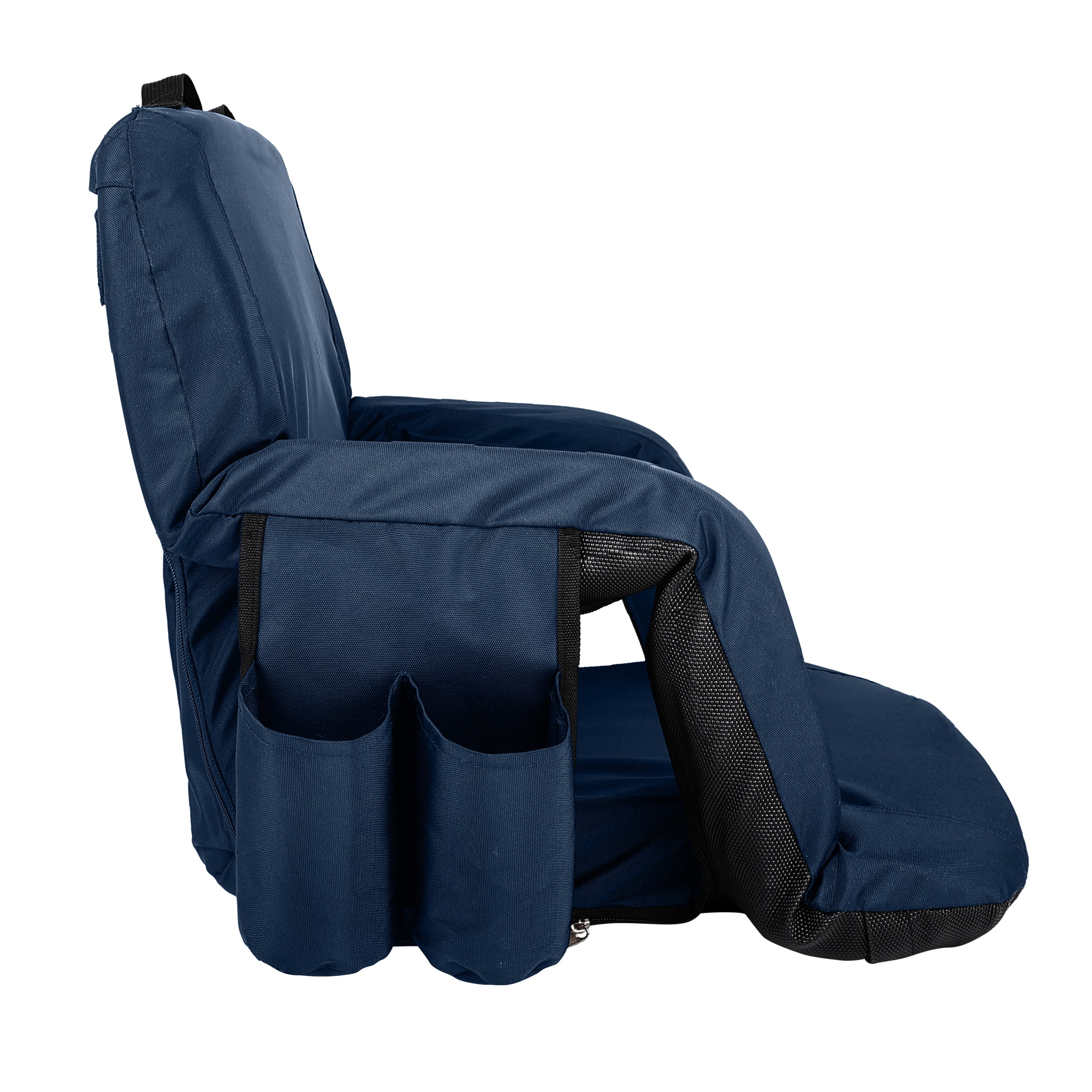 Cascade Mountain Tech 22" Wide Reclining Stadium Seat - with Pocket - Navy Blue