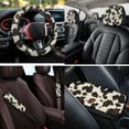 thumbnail image 4 of HUIACONG Cow Print Car Accessories Brown and Black Seat Covers Full Set with Armrest Cover Steering Wheel Cover Seat Belt Pad Headrest Cover Coasters Keychain,14 Pcs,Easy to Install, 4 of 8