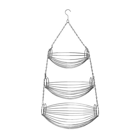 3-Tier Chrome Wire Hanging Basket, Fruit Organizer