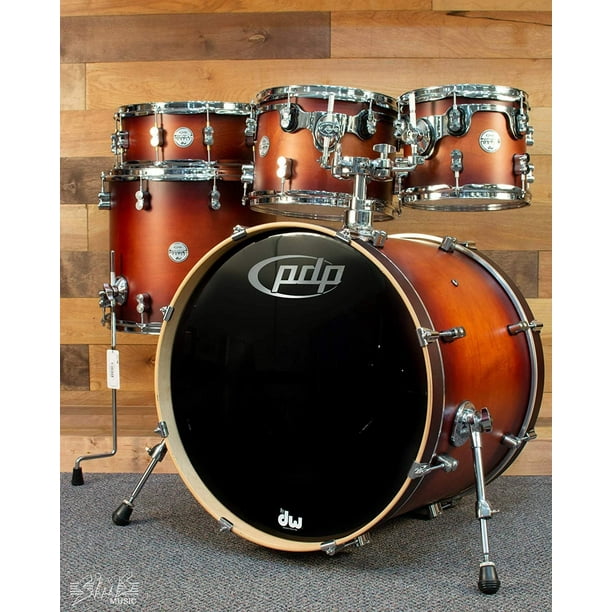 Pdp Concept Series 5 Piece Maple Shell Pack W 22 Bass Drum And Chrome Hardware Satin Tobacco