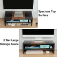 thumbnail image 3 of Wooden Monitor Stand Riser Laptop Stand for Desk Monitor Riser for TV/Printer/Keyboard Computer Stand with Storage Home Office Desk Shelf Organization, 3 of 7