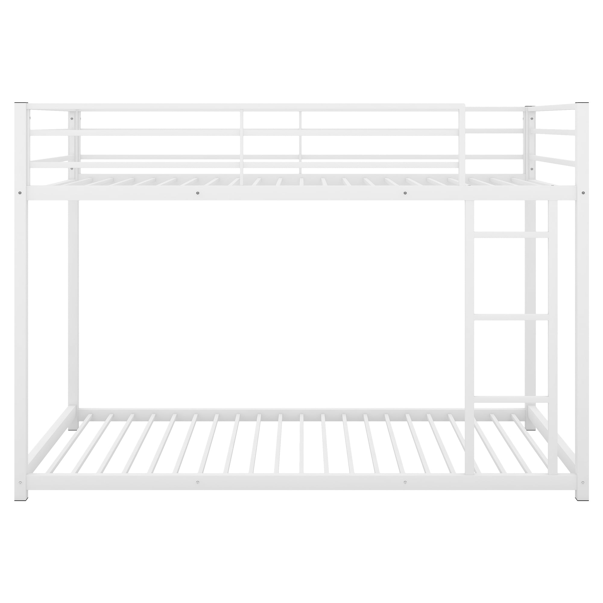 EUROCO Metal Twin over Twin Bunk Bed, Low Profile with Safety Guardrails for Kids Teens Adults, 350lb Capacity Heavy Duty, White