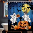 thumbnail image 3 of Halloween Shower Curtain for Bathroom, Halloween Bathroom Decor, Ghost Shower Curtain Pumpkins Bath Curtains with Hooks 72x72, 3 of 6