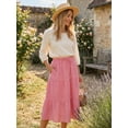 thumbnail image 5 of DARING DIVA Women's Gingham Drawstring Waist A-Line Midi Skirt Medium Red, 5 of 8