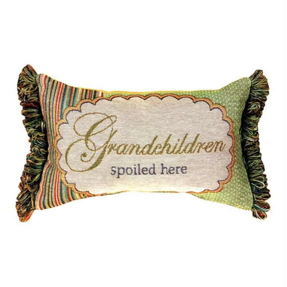 Manual 12.5" x 8.5" Decorative Throw Pillow, “Grandchildren Spoiled Here” Design