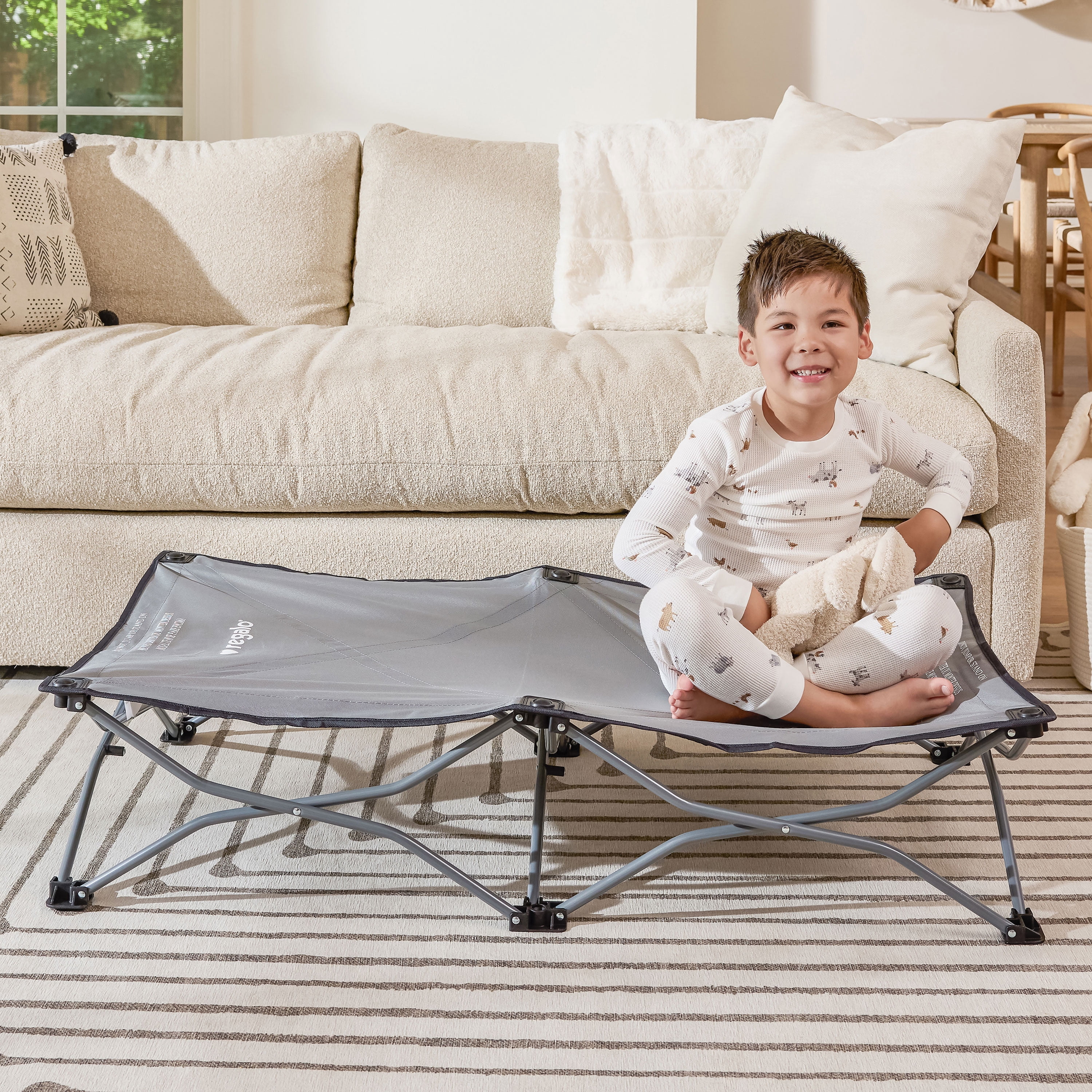 Regalo My Cot Portable Toddler Bed, Lightweight Travel Bed for Kids, Gray