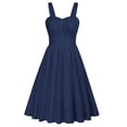 thumbnail image 1 of Vestido Belle Poque vintage sin mangas en forma de A Swing, azul marino, 1 of 7