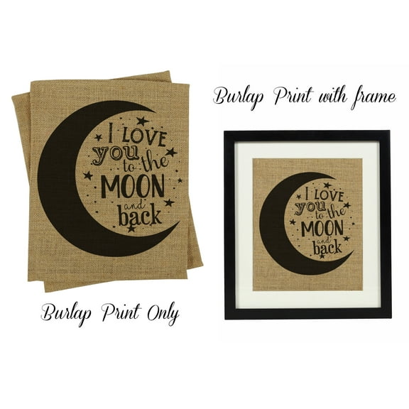Darling Souvenir I love you To The Moon And Back Burlap Print Nursery Decor Baby Shower Gift-Burlap Print Only(11 x 14 Inches)