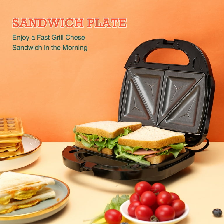 ORFELD Premium 3-in-1 Sandwich Maker & Panini Press, Indoor Grill With  Non-Stick Interchangeable Plates - Vysta Home