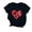 Black, variant on Aloohaidyvio Hearts T-Shirt Women Vintage Valentine's Day Graphic Tee Summer Casual Print Short Sleeve Tops
