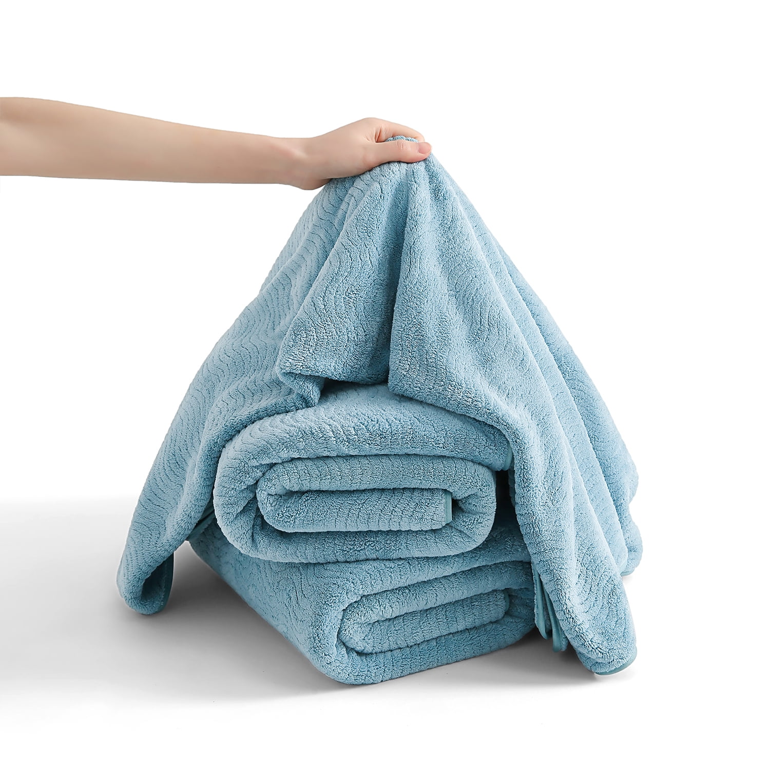 Covina Home 8 Pcs Bath Towel Set Green Pine Microfiber Bathroom Towel Set Ultra Soft Plush Oversized Towels Adult Luxury Bath Sheet