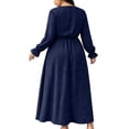 thumbnail image 7 of Blmnix Fit & Flare Dress Women Polka Dot Dress Plus Size Dresses for Curvy Elegant Dresses Maxi Blue Long Sleeve V-Neck Womens Dresses Summer XXXL, 7 of 7