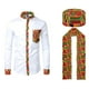 thumbnail image 2 of Conjunto de disfraz con patrón kente africano de 3 piezas con camisa abotonada, sombrero Kufi, bufanda, estola, faja, traje para fiesta del Mes de la Historia Negra, 2 of 5