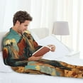 thumbnail image 4 of Wukai Western Desert Cactus Bald Eagle Men's Long-Sleeve Pajama Set - Comfortable Sleepwear with Button-Down Shirt and Pants-XX-Large, 4 of 6