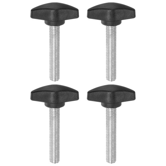 Uxcell 4 Packs M8 x 40mm Male Thread Tee Wing Knobs Thumb Screw Clamping Knobs Grip Black