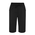 thumbnail image 5 of Gunia Linen Blend Pants For Women Capri Pants Capris Beach Cropped Trousers Drawstring Side Split Casual Ladies Pant Vacation Summer Pants, 5 of 5
